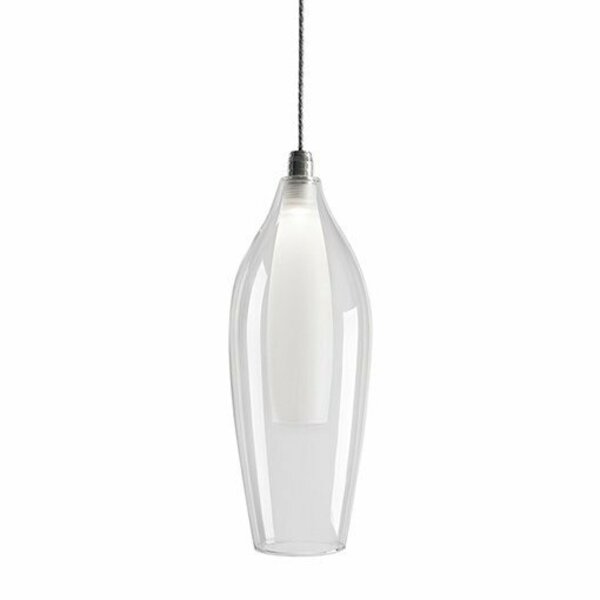Kuzco Lighting Single LED Pendant With Slender Drop Clear Outer With Frosted Inner Glass PD3004